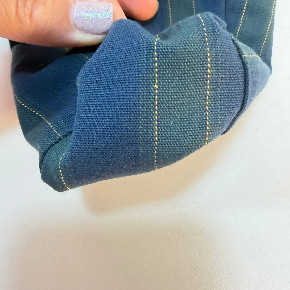 Longaberger Basket Liner Collectors Club 2001 Renewal Blue Green Striped Ruffle